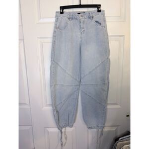 Madden NYC barrel jeans, drawstring hem; size 6